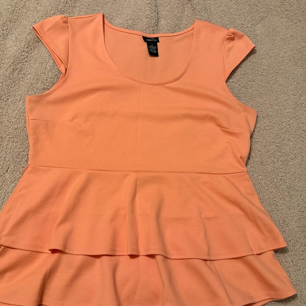 Rue21 Orange Peplum Cap Sleeve Blouse